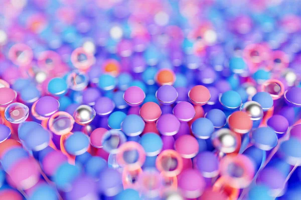 粉色和紫色球体的3D插图 单色背景 图案的一组球体 几何背景 — 图库照片