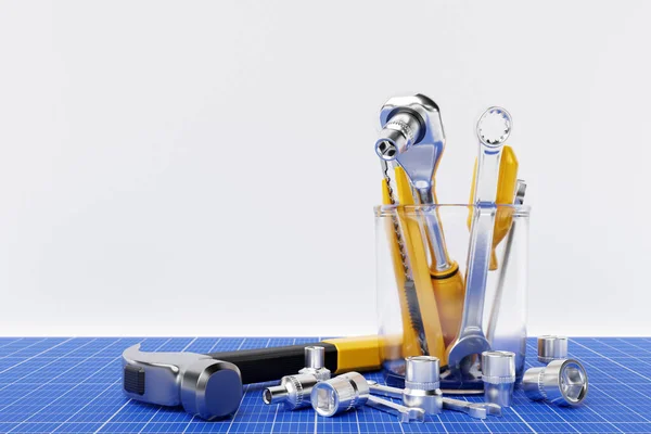 Construction Tool Shop Service Concept Set All Tools Home Repair — Foto de Stock