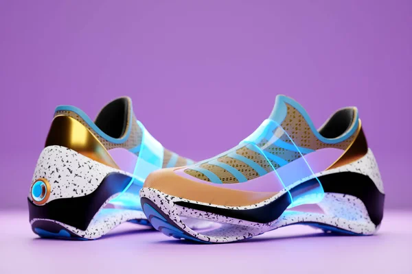 Illustration Sneakers Bright Gradient Holographic Print Stylish Concept Stylish Trendy — Foto Stock