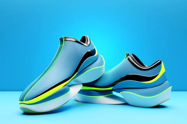 Blue Sneakers Sole Concept Bright Fashionable Sneakers Rendering — Foto Stock