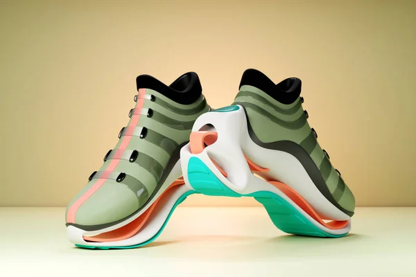 Illustration Concept Shoe Metaverse Colorful Sports Boot Sneaker High Platform — Foto de Stock