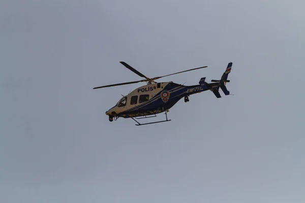 Side Turkey January 2023 Police Helicopter Flight Speeding Blue Sky — Stock Photo, Image