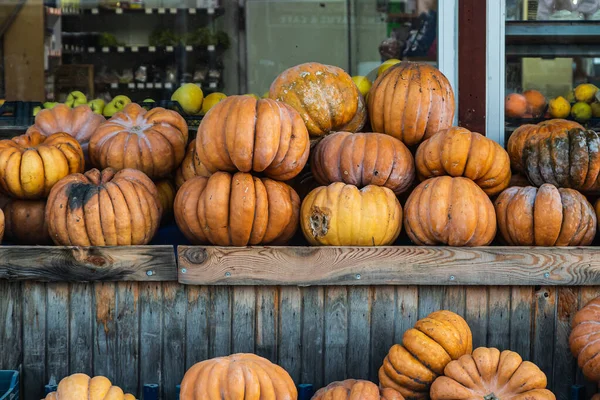 Fresh Healthy Pumpkins Farmer Agricultural Market Autumn Healthy Food — Stock Photo, Image