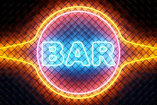 Colorful Neon Glowing Signboard Design Illustration Neon Text Isolated Brick — Stockfoto