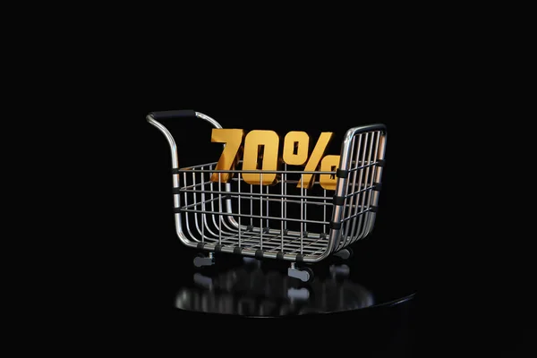 Shopping Cart Purchase Discount Online Shopping Supermarket Concept Shopping Cart — Photo