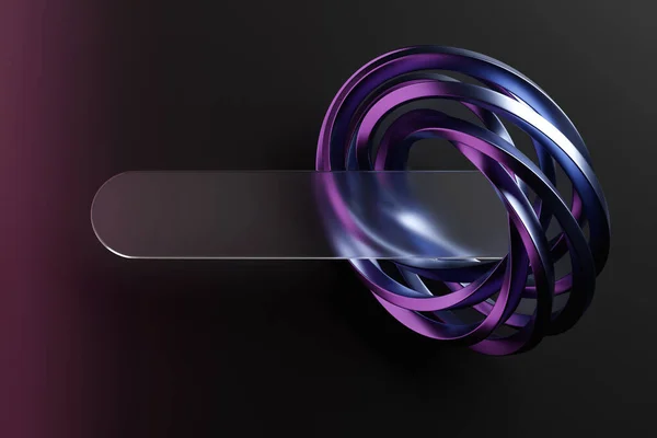 Rendering Purple Glowing Fractal Torus Portal Black Monocrome Isolated Background — Stock Photo, Image