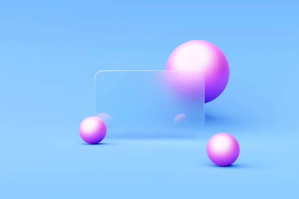 3D illustration, Search bar design element with  pink sphere  on a   blue   background. Search bar for website and user interface, mobile applications.