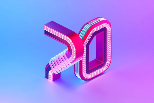 Иллюстрация Число Неоновые Огни Розовом Фоне Иконка Мультипликационного Дизайна — стоковое фото