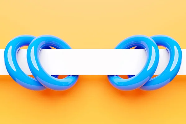 3D colorful illustration of a information search bar  with blue  toruses on a   yellow  background. The concept of communication via the Internet, social networks, chat, video, news, messages, website