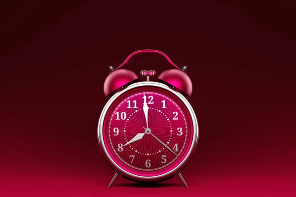 Illustration Magenta Alarm Clock Double Bells Magenta Background Conceptual Image — ストック写真