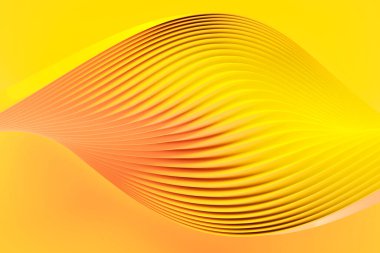 3D illustration yellow stripes in the form of wave waves, futuristic background.