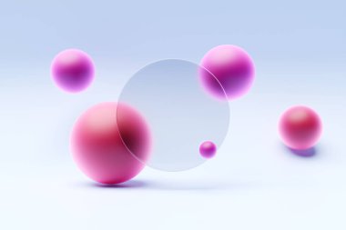 3D illüstrasyon sonsuz sembollü renkli bir arkaplan üzerindeki metin için şeffaf yuvarlak çerçeve 