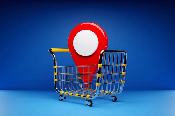 Illustration Location Icon Lies Grocery Cart Concept Finding Place Services — Photo