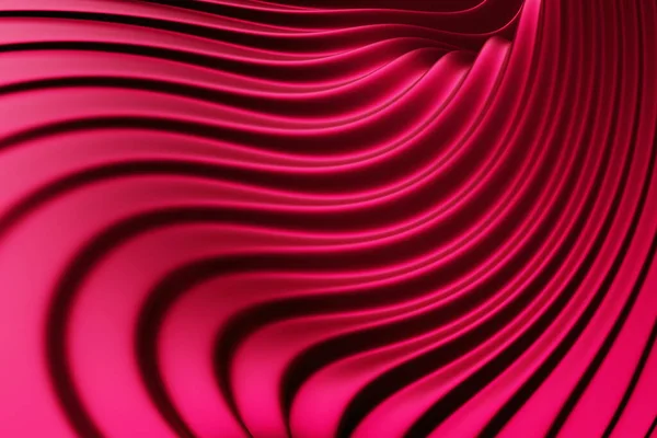 波の形をした3Dイラストの赤い縞 未来的な背景 — ストック写真