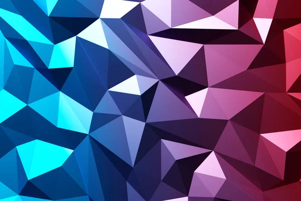 Red and blue  polygonal pattern with triangles, geometric 3d texture