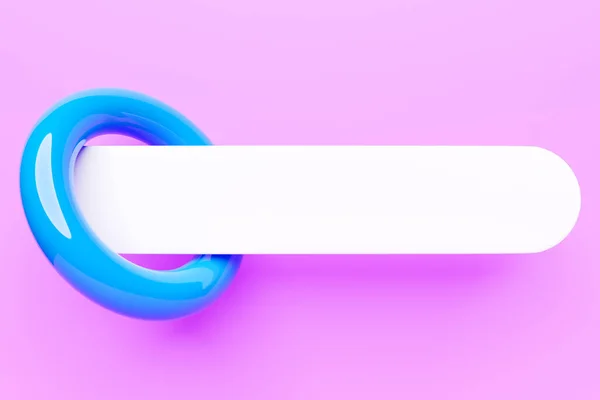 3D colorful illustration of a information search bar  with blue  torus on a   pink background. The concept of communication via the Internet, social networks, chat, video, news, messages, website