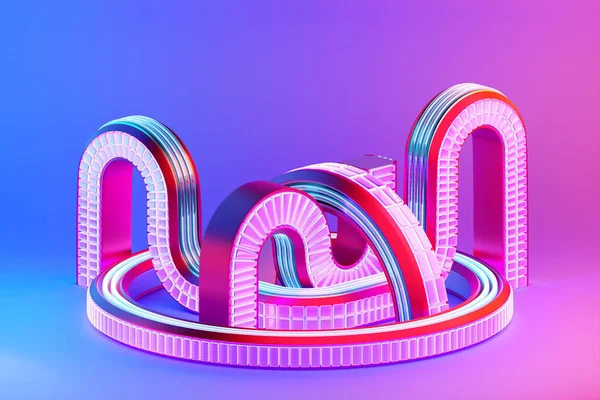 Illustration Pink Illusion Isometric Abstract Shapes Colorful Shapes Intertwined — Stock Photo, Image