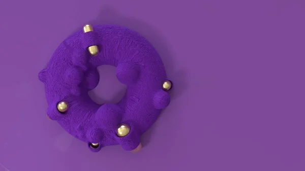 Иллюстрация Фиолетового Тора Золотыми Капсулами Фиолетовом Изолированном Фоне — стоковое фото