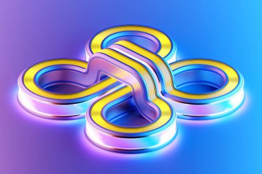 Abstract dynamic shape with ilghting smooth edges, sides. 3D illustration and rendering. Elegant line background.