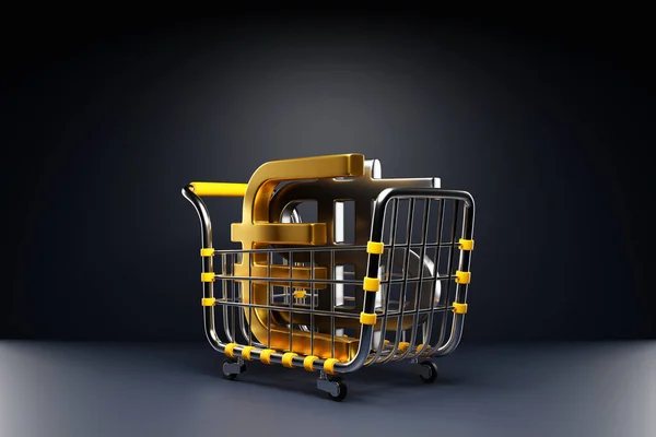 Illustration Euro Dollar Icons Lies Grocery Cart Concept Searching Goods — Photo