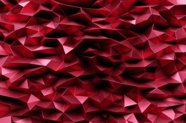 Majenta üçgenlerinin 3d İllüstrasyon satırları. Geometrik arkaplan, desen. 