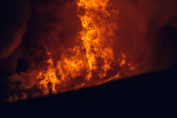 Noci Hoří Dům Témata Žhářství Požárů Katastrof Extrémních Událostí — Stock fotografie