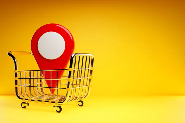 Illustration Location Icon Lies Grocery Cart Concept Finding Place Services — Photo