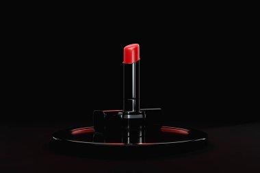 3D illustration, Luxury  red lipstick  on  white background.  Cosmetic branding, glamour lip gloss and shopping sale concept 