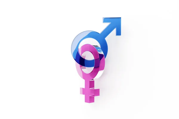 Illustration Minimalist Concept Male Female Symbols Joined Together White Background — Stock Photo, Image
