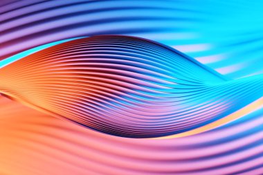 Abstract geometric lines design element.  Pink horizontal striped background. 3d illustration