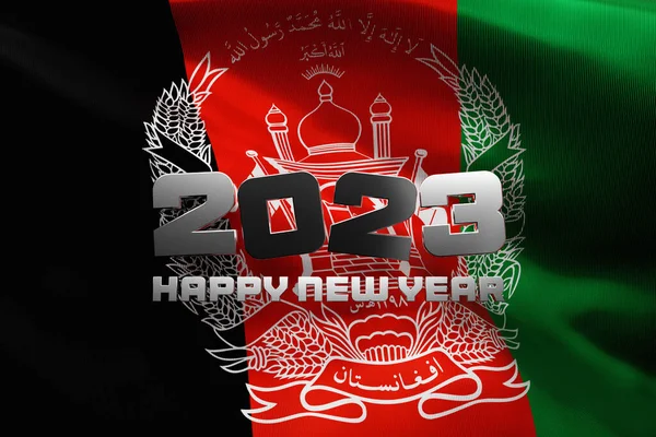Illustration National Flag Afghanistan Congratulatory Inscription Happy New Year 2023 — Stock Photo, Image