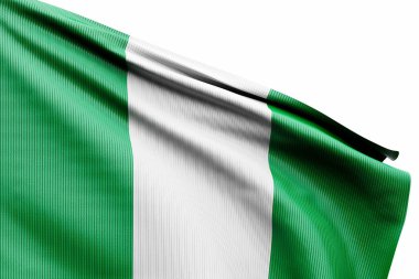 The national flag of  Nigeria  from textiles  on pole, soft focus. 3D illustration