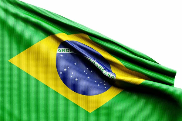 Bandeira Nacional Brasil Partir Têxteis Pólo Foco Suave Ilustração — Fotografia de Stock