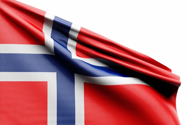 노르웨이의 국기는 기둥에 직물에서 시작하여 부드럽게 초점을 맞추고 있습니다 — 스톡 사진