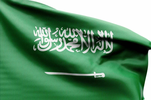 Державний Прапор Саудівської Аравії Текстилю Полюсі Який Фокус Ілюстрація — стокове фото