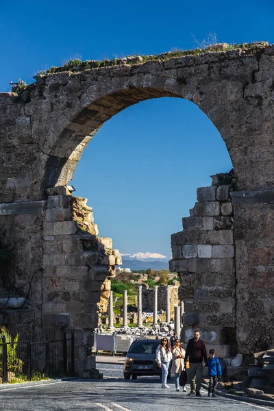 Lato Turchia Febbraio 2023 Antico Cancello Arco Architettura Monumentale Del — Foto Stock