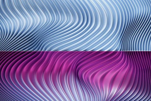 立体灰色和粉色条纹的3D插图 几何条纹与波纹相似 光芒四射的交叉线图案 — 图库照片