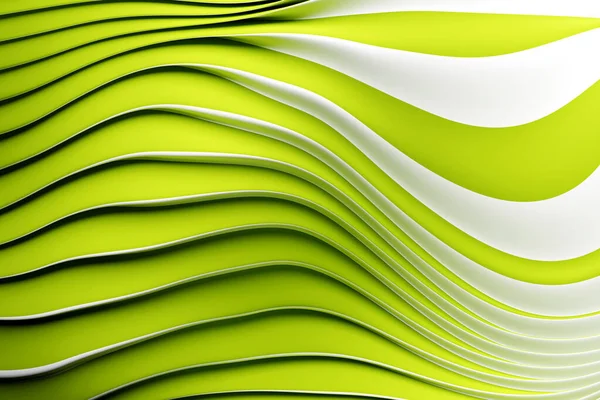 Ilustracja Stereo Zielone Białe Paski Paski Geometryczne Podobne Fal Abstrakcyjny — Zdjęcie stockowe