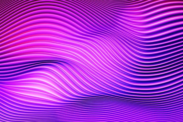 立体的なピンクのストライプのイラスト 波のような幾何学的な縞 概要輝線の交差パターン — ストック写真