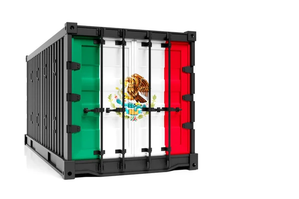 Konseptet Med Mexico Eksport Containertransport Innenlands Varelevering Illustrasjonscontainer Med Mexicos – stockfoto