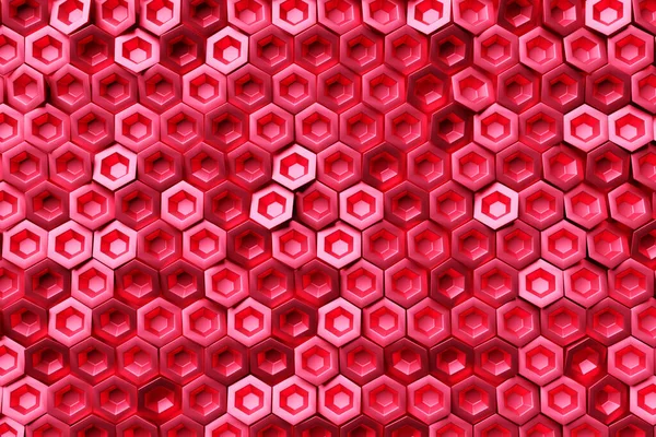 Illustratie Honingraat Mozaïek Realistische Textuur Van Geometrische Rastercellen Abstract Rood — Stockfoto