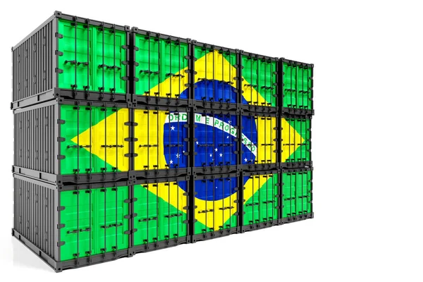Conceito Brasil Exportação Importação Transporte Contêineres Entrega Nacional Mercadorias Recipiente — Fotografia de Stock