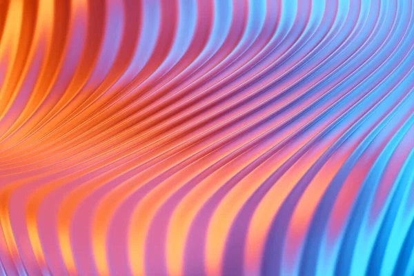 抽象的な勾配と幾何学的な縞模様 線形青とオレンジのパターン 3Dイラスト — ストック写真