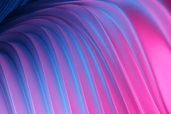 概要光る波線で最小限の背景 青とピンクの未来的な壁紙 3Dレンダリング — ストック写真
