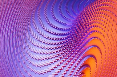 3D illustration  pink stripes in the form of wave waves, futuristic background.