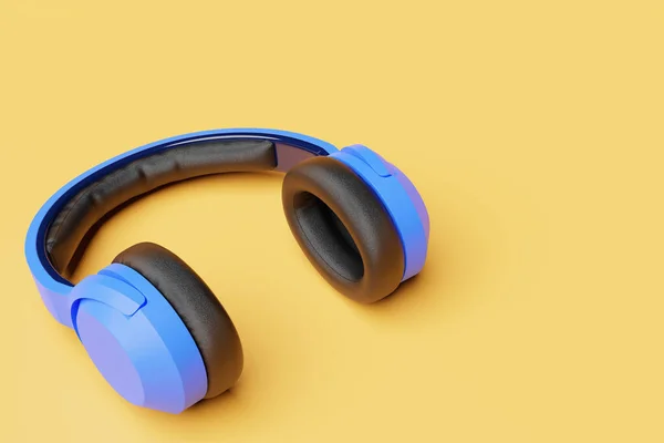 Blaue Klassische Kopfhörer Isolierten Rendering Illustration Des Kopfhörersymbols Audiotechnik — Stockfoto