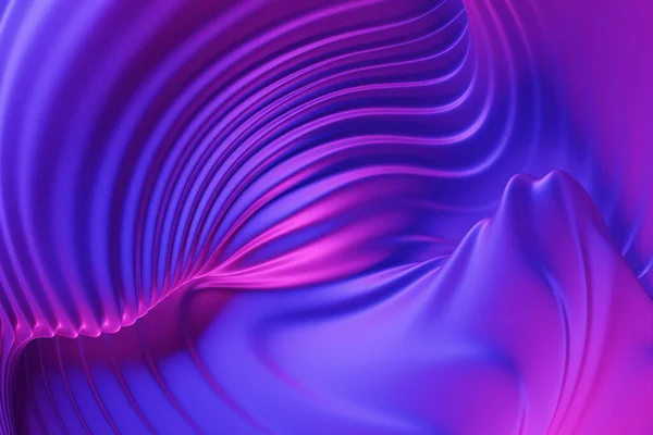波の形をした3Dイラスト紫色の縞 未来的な背景 — ストック写真