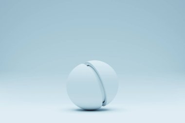 Tek renkli arka planda mavi bir kürenin üç boyutlu çizimi. Siber top küresi