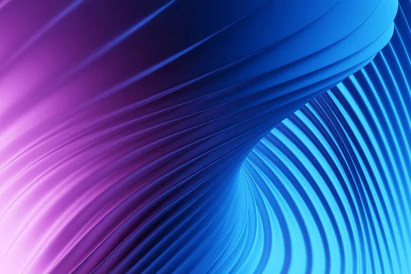 波の形をした3Dイラスト紫色の縞 未来的な背景 — ストック写真
