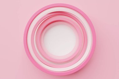 Üç boyutlu, soyut pembe ve beyaz yuvarlak fraktal, portal. Soyut yuvarlak spiral.